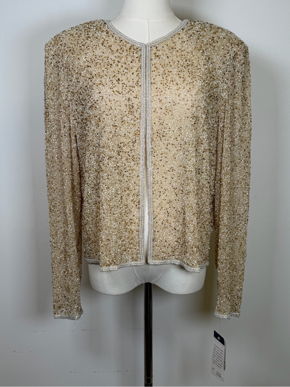 Vintage Adrianna Papell Evening Jacket 100% Hand-Beaded Silk Women’s Size Large
